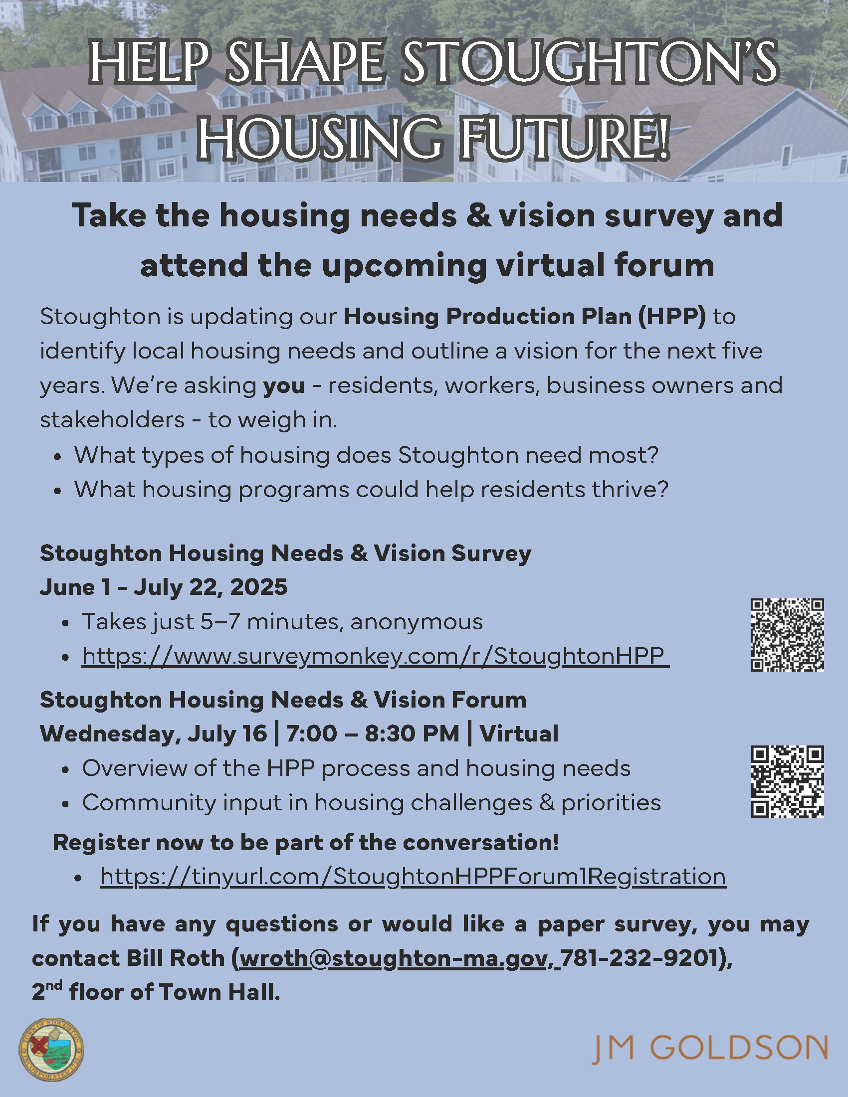 Stoughton HPP Forum 1 and Survey Flyer v2