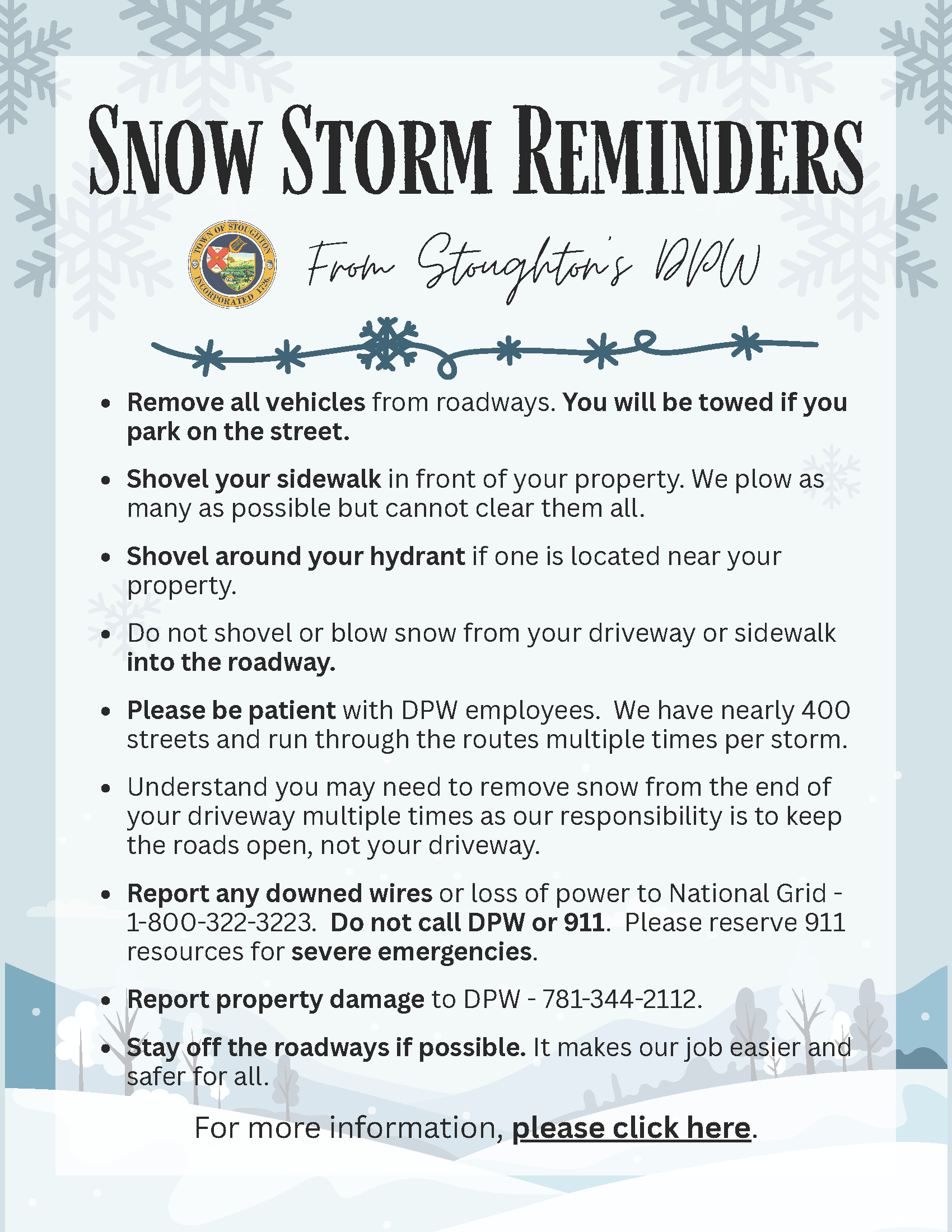 Snow Storm Reminders